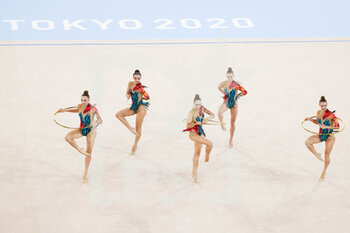 2021-08-08 - Belarus Team during the Olympic Games Tokyo 2020, Rhythmic Gymnastics Team All-Around Final HOOP Clubs on August 8, 2021 at Ariake Gymnastics Centre in Tokyo, Japan - Photo Kanami Yoshimura / Photo Kishimoto / DPPI - OLYMPIC GAMES TOKYO 2020, AUGUST 08, 2021 - OLYMPIC GAMES TOKYO 2020 - OLYMPIC GAMES
