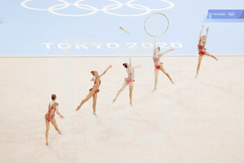 08/08/2021 - Russia Olympic Committee Team during the Olympic Games Tokyo 2020, Rhythmic Gymnastics Team All-Around Final HOOP Clubs on August 8, 2021 at Ariake Gymnastics Centre in Tokyo, Japan - Photo Kanami Yoshimura / Photo Kishimoto / DPPI - OLYMPIC GAMES TOKYO 2020, AUGUST 08, 2021 - OLIMPIADI TOKYO 2020 - GIOCHI OLIMPICI