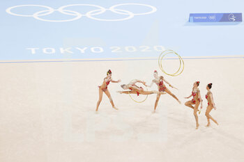 08/08/2021 - Russia Olympic Committee Team during the Olympic Games Tokyo 2020, Rhythmic Gymnastics Team All-Around Final HOOP Clubs on August 8, 2021 at Ariake Gymnastics Centre in Tokyo, Japan - Photo Kanami Yoshimura / Photo Kishimoto / DPPI - OLYMPIC GAMES TOKYO 2020, AUGUST 08, 2021 - OLIMPIADI TOKYO 2020 - GIOCHI OLIMPICI