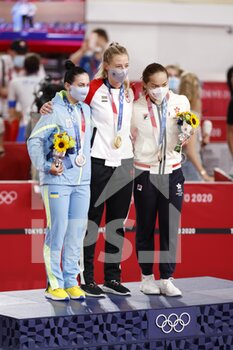 08/08/2021 - STARIKOVA Olena (UKR) 2nd Silver Medal, MITHCHEL Kelsey (CAN) Winner Gold Medal, LEE Wai Sze (HKG) 3rd Bronze Medal during the Olympic Games Tokyo 2020, Cycling Track Women's Sprint Medal Ceremony on August 8, 2021 at Izu Velodrome in Izu, Japan - Photo Photo Kishimoto / DPPI - OLYMPIC GAMES TOKYO 2020, AUGUST 08, 2021 - OLIMPIADI TOKYO 2020 - GIOCHI OLIMPICI