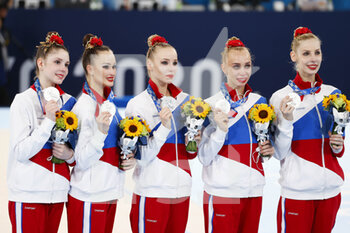 2021-08-08 - Russia Olympic Committee Team 2nd Silver Medal during the Olympic Games Tokyo 2020, Rhythmic Gymnastics Team All-Around Medal Ceremony on August 8, 2021 at Ariake Gymnastics Centre in Tokyo, Japan - Photo Kanami Yoshimura / Photo Kishimoto / DPPI - OLYMPIC GAMES TOKYO 2020, AUGUST 08, 2021 - OLYMPIC GAMES TOKYO 2020 - OLYMPIC GAMES