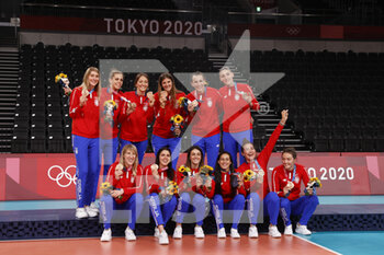 2021-08-08 - Serbia Team 3rd Bronze Medal during the Olympic Games Tokyo 2020, Volleyball Women's Medal Ceremony on August 8, 2021 at Ariake Arena in Tokyo, Japan - Photo Yuya Nagase / Photo Kishimoto / DPPI - OLYMPIC GAMES TOKYO 2020, AUGUST 08, 2021 - OLYMPIC GAMES TOKYO 2020 - OLYMPIC GAMES