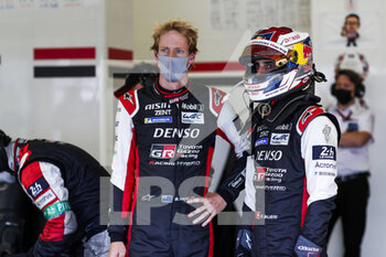 2021-08-19 - Hartley Brendon (nzl), Toyota Gazoo Racing, Toyota GR010 - Hybrid, Buemi Sébastien (swi), Toyota Gazoo Racing, Toyota GR010 - Hybrid, portrait during the free practice and qualifying sessions of 24 Hours of Le Mans 2021, 4th round of the 2021 FIA World Endurance Championship, FIA WEC, on the Circuit de la Sarthe, from August 18 to 22, 2021 in Le Mans, France - Photo Frédéric Le Floc'h / DPPI - 24 HOURS OF LE MANS 2021, 4TH ROUND OF THE 2021 FIA WORLD ENDURANCE CHAMPIONSHIP, WEC - ENDURANCE - MOTORS