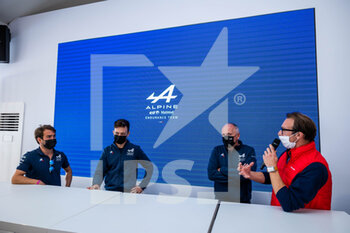 2021-08-21 - Negrao André (bra), Vaxivière Matthieu (fra), Alpine Elf Matmut, Alpine A480 - Gibson, Sinault Philippe (fra), team principal and owner of Signatech racing, portait at TotalEnergies Hospitality during the 24 Hours of Le Mans 2021, 4th round of the 2021 FIA World Endurance Championship, FIA WEC, on the Circuit de la Sarthe, from August 21 to 22, 2021 in Le Mans, France - Photo Germain Hazard / DPPI - 24 HOURS OF LE MANS 2021, 4TH ROUND OF THE 2021 FIA WORLD ENDURANCE CHAMPIONSHIP, WEC - ENDURANCE - MOTORS