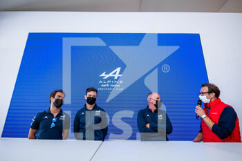 2021-08-21 - Negrao André (bra), Vaxivière Matthieu (fra), Alpine Elf Matmut, Alpine A480 - Gibson, Sinault Philippe (fra), team principal and owner of Signatech racing, portait at TotalEnergies Hospitality during the 24 Hours of Le Mans 2021, 4th round of the 2021 FIA World Endurance Championship, FIA WEC, on the Circuit de la Sarthe, from August 21 to 22, 2021 in Le Mans, France - Photo Germain Hazard / DPPI - 24 HOURS OF LE MANS 2021, 4TH ROUND OF THE 2021 FIA WORLD ENDURANCE CHAMPIONSHIP, WEC - ENDURANCE - MOTORS