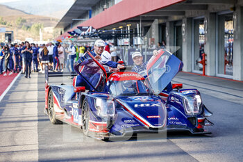 2021-10-24 - Hanson Phil (gbr), Aberdein Jonathan (zaf), Gamble Tom (gbr), United Autosports, Oreca 07 - Gibson, Celebration podium during the 2021 4 Hours of Portimao, 5th round of the 2021 European Le Mans Series, from October 21 to 24, 2021 on the Algarve International Circuit, in Portimao, Portugal - 2021 4 HOURS OF PORTIMAO, 5TH ROUND OF THE 2021 EUROPEAN LE MANS SERIES - ENDURANCE - MOTORS