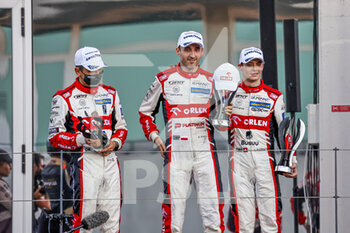 2021-10-24 - 41 Deletraz Louis (che), Kubica Robert (pol), Ye Yifei (chn), Team WRT, Oreca 07 - Gibson, portrait podium during the 2021 4 Hours of Portimao, 5th round of the 2021 European Le Mans Series, from October 21 to 24, 2021 on the Algarve International Circuit, in Portimao, Portugal - 2021 4 HOURS OF PORTIMAO, 5TH ROUND OF THE 2021 EUROPEAN LE MANS SERIES - ENDURANCE - MOTORS