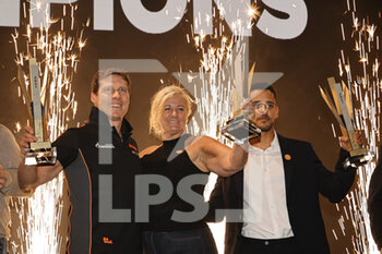 2021-10-24 - 25 Falb John (usa), Andrade Rui (prt), Menezes Gustavo (usa), G-Drive Racing, Aurus 01 - Gibson, portrait during the prize giving ceremony of the 2021 European Le Mans Series, on October 24, 2021 on the Algarve International Circuit, in Portimao, Portugal - 2021 EUROPEAN LE MANS SERIES - ENDURANCE - MOTORS