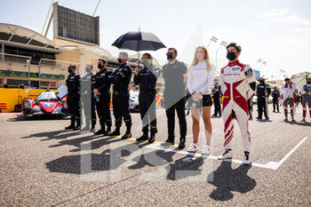 2021-10-30 - Aubry Gabriel (fra), Richard Mille Racing Team, Oreca 07 - Gibson, portrait Floersch Sophia (ger), Richard Mille Racing Team, Oreca 07 - Gibson, portrait hymne national anthem starting grid, grille de depart, during the 6 Hours of Bahrain, 5th round of the 2021 FIA World Endurance Championship, FIA WEC, on the Bahrain International Circuit, from October 28 to 30, 2021 in Sakhir, Bahrain - 6 HOURS OF BAHRAIN, 5TH ROUND OF THE 2021 FIA WORLD ENDURANCE CHAMPIONSHIP, FIA WEC - ENDURANCE - MOTORS