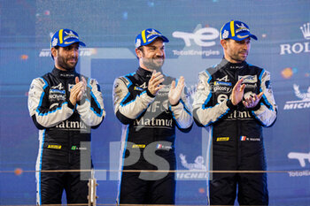 2021-11-06 - 36 Negrao Andre (bra), Lapierre Nicolas (fra), Vaxiviere Matthieu (fra), Alpine Elf Matmut, Alpine A480 - Gibson, portrait podium during the 8 Hours of Bahrain, 6th round of the 2021 FIA World Endurance Championship, FIA WEC, on the Bahrain International Circuit, from November 4 to 6, 2021 in Sakhir, Bahrain - 8 HOURS OF BAHRAIN, 6TH ROUND OF THE 2021 FIA WORLD ENDURANCE CHAMPIONSHIP, FIA WEC - ENDURANCE - MOTORS