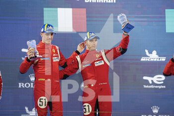 2021-11-06 - 51 Pier Guidi Alessandro (ita), Calado James (gbr), AF Corse, Ferrari 488 GTE Evo, PODIUM during the 8 Hours of Bahrain, 6th round of the 2021 FIA World Endurance Championship, FIA WEC, on the Bahrain International Circuit, from November 4 to 6, 2021 in Sakhir, Bahrain - 8 HOURS OF BAHRAIN, 6TH ROUND OF THE 2021 FIA WORLD ENDURANCE CHAMPIONSHIP, FIA WEC - ENDURANCE - MOTORS