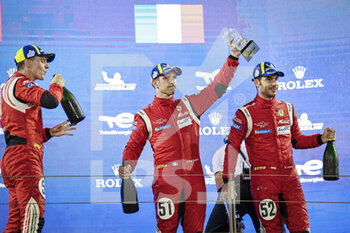 2021-11-06 - 51 Pier Guidi Alessandro (ita), Calado James (gbr), AF Corse, Ferrari 488 GTE Evo, PODIUM during the 8 Hours of Bahrain, 6th round of the 2021 FIA World Endurance Championship, FIA WEC, on the Bahrain International Circuit, from November 4 to 6, 2021 in Sakhir, Bahrain - 8 HOURS OF BAHRAIN, 6TH ROUND OF THE 2021 FIA WORLD ENDURANCE CHAMPIONSHIP, FIA WEC - ENDURANCE - MOTORS