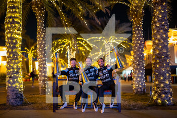 2021-11-06 - 36 Negrao Andre (bra), Lapierre Nicolas (fra), Vaxiviere Matthieu (fra), Alpine Elf Matmut, Alpine A480 - Gibson, portrait during the 2021 World Endurance Championship prize giving ceremony, FIA WEC, on the Bahrain International Circuit, from November 4 to 6, 2021 in Sakhir, Bahrain - 8 HOURS OF BAHRAIN, 6TH ROUND OF THE 2021 FIA WORLD ENDURANCE CHAMPIONSHIP, FIA WEC - ENDURANCE - MOTORS