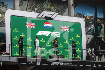 2021-08-29 - Podium VERSTAPPEN Max (ned), Red Bull Racing Honda RB16B, portrait RUSSELL George (gbr), Williams Racing F1 FW43B, portrait HAMILTON Lewis (gbr), Mercedes AMG F1 GP W12 E Performance, portrait during the Formula 1 Belgium Grand Prix, 12th round of the 2021 FIA Formula One World Championship from August 27 to 29, 2021 on the Circuit de Spa-Francorchamps, in Stavelot, near Liège, Belgium - Photo Antonin Vincent / DPPI - FORMULA 1 BELGIUM GRAND PRIX, 12TH ROUND OF THE 2021 FIA FORMULA ONE WORLD CHAMPIONSHIP - FORMULA 1 - MOTORS