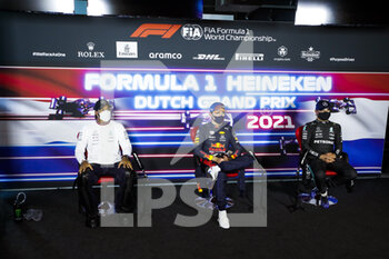 2021-09-04 - HAMILTON Lewis (gbr), Mercedes AMG F1 GP W12 E Performance, VERSTAPPEN Max (ned), Red Bull Racing Honda RB16B, BOTTAS Valtteri (fin), Mercedes AMG F1 GP W12 E Performance, press conference during the Formula 1 Heineken Dutch Grand Prix 2021, 13th round of the 2021 FIA Formula One World Championship from September 3 to 5, 2021 on the Circuit Zandvoort, in Zandvoort, Netherlands - FORMULA 1 HEINEKEN DUTCH GRAND PRIX 2021, 13TH ROUND OF THE 2021 FIA FORMULA ONE WORLD CHAMPIONSHIP - FORMULA 1 - MOTORS