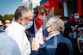 2021-09-12 - TODT Jean (fra), FIA President, DOMENICALLI Stefano (ita), Chairman and CEO Formula One Group FOG, and Elkann John, Chairman and Chief Executive Officer of EXOR and Chairman of Fiat Chrysler, in the paddock, during the Formula 1 Heineken Gran Premio D'italia 2021, Italian Grand Prix, 14th round of the 2021 FIA Formula One World Championship from September 9 to 12, 2021 on the Autodromo Nazionale di Monza, in Monza, Italy - FORMULA 1 HEINEKEN GRAN PREMIO D'ITALIA 2021, ITALIAN GRAND PRIX, 14TH ROUND OF THE 2021 FIA FORMULA ONE WORLD CHAMPIONSHIP - FORMULA 1 - MOTORS
