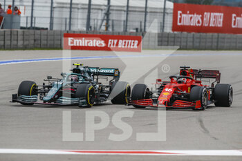 2021-09-26 - 05 VETTEL Sebastian (ger), Aston Martin F1 AMR21, action 16 LECLERC Charles (mco), Scuderia Ferrari SF21, action during the Formula 1 VTB Russian Grand Prix 2021, 15th round of the 2021 FIA Formula One World Championship from September 24 to 26, 2021 on the Sochi Autodrom, in Sochi, Russia - FORMULA 1 VTB RUSSIAN GRAND PRIX 2021, 15TH ROUND OF THE 2021 FIA FORMULA ONE WORLD CHAMPIONSHIP - FORMULA 1 - MOTORS