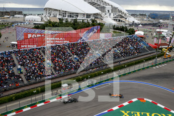 2021-09-26 - 03 RICCIARDO Daniel (aus), McLaren MCL35M, action 44 HAMILTON Lewis (gbr), Mercedes AMG F1 GP W12 E Performance, action during the Formula 1 VTB Russian Grand Prix 2021, 15th round of the 2021 FIA Formula One World Championship from September 24 to 26, 2021 on the Sochi Autodrom, in Sochi, Russia - FORMULA 1 VTB RUSSIAN GRAND PRIX 2021, 15TH ROUND OF THE 2021 FIA FORMULA ONE WORLD CHAMPIONSHIP - FORMULA 1 - MOTORS