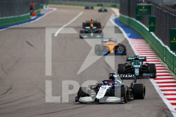 2021-09-26 - 63 RUSSELL George (gbr), Williams Racing F1 FW43B, action during the Formula 1 VTB Russian Grand Prix 2021, 15th round of the 2021 FIA Formula One World Championship from September 24 to 26, 2021 on the Sochi Autodrom, in Sochi, Russia - FORMULA 1 VTB RUSSIAN GRAND PRIX 2021, 15TH ROUND OF THE 2021 FIA FORMULA ONE WORLD CHAMPIONSHIP - FORMULA 1 - MOTORS