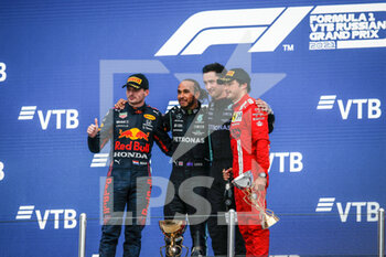 2021-09-26 - HAMILTON Lewis (gbr), Mercedes AMG F1 GP W12 E Performance, portrait, podium with VERSTAPPEN Max (ned), Red Bull Racing Honda RB16B and SAINZ Carlos (spa), Scuderia Ferrari SF21 during the Formula 1 VTB Russian Grand Prix 2021, 15th round of the 2021 FIA Formula One World Championship from September 24 to 26, 2021 on the Sochi Autodrom, in Sochi, Russia - FORMULA 1 VTB RUSSIAN GRAND PRIX 2021, 15TH ROUND OF THE 2021 FIA FORMULA ONE WORLD CHAMPIONSHIP - FORMULA 1 - MOTORS