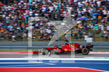 2021-10-22 - 55 SAINZ Carlos (spa), Scuderia Ferrari SF21, action during the Formula 1 Aramco United States Grand Prix 2021, 17th round of the 2021 FIA Formula One World Championship from October 21 to 24, 2021 on the Circuit of the Americas, in Austin, Texas, United States of American - FORMULA 1 ARAMCO UNITED STATES GRAND PRIX 2021, 17TH ROUND OF THE 2021 FIA FORMULA ONE WORLD CHAMPIONSHIP - FORMULA 1 - MOTORS
