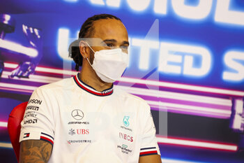 2021-10-23 - HAMILTON Lewis (gbr), Mercedes AMG F1 GP W12 E Performance, portrait, press conference during the Formula 1 Aramco United States Grand Prix 2021, 17th round of the 2021 FIA Formula One World Championship from October 21 to 24, 2021 on the Circuit of the Americas, in Austin, Texas, United States of American - FORMULA 1 ARAMCO UNITED STATES GRAND PRIX 2021, 17TH ROUND OF THE 2021 FIA FORMULA ONE WORLD CHAMPIONSHIP - FORMULA 1 - MOTORS