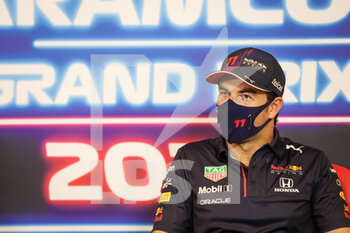 2021-10-23 - press conference PEREZ Sergio (mex), Red Bull Racing Honda RB16B, portrait during the Formula 1 Aramco United States Grand Prix 2021, 17th round of the 2021 FIA Formula One World Championship from October 21 to 24, 2021 on the Circuit of the Americas, in Austin, Texas, United States of American - FORMULA 1 ARAMCO UNITED STATES GRAND PRIX 2021, 17TH ROUND OF THE 2021 FIA FORMULA ONE WORLD CHAMPIONSHIP - FORMULA 1 - MOTORS