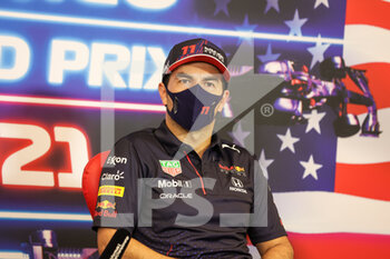 2021-10-23 - press conference PEREZ Sergio (mex), Red Bull Racing Honda RB16B, portrait during the Formula 1 Aramco United States Grand Prix 2021, 17th round of the 2021 FIA Formula One World Championship from October 21 to 24, 2021 on the Circuit of the Americas, in Austin, Texas, United States of American - FORMULA 1 ARAMCO UNITED STATES GRAND PRIX 2021, 17TH ROUND OF THE 2021 FIA FORMULA ONE WORLD CHAMPIONSHIP - FORMULA 1 - MOTORS