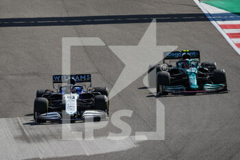 2021-10-24 - 63 RUSSELL George (gbr), Williams Racing F1 FW43B, 05 VETTEL Sebastian (ger), Aston Martin F1 AMR21, action during the Formula 1 Aramco United States Grand Prix 2021, 17th round of the 2021 FIA Formula One World Championship from October 21 to 24, 2021 on the Circuit of the Americas, in Austin, Texas, United States of American - FORMULA 1 ARAMCO UNITED STATES GRAND PRIX 2021, 17TH ROUND OF THE 2021 FIA FORMULA ONE WORLD CHAMPIONSHIP - FORMULA 1 - MOTORS