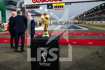 2021-11-21 - The Football World Cup trophy on the starting grid during the Formula 1 Ooredoo Qatar Grand Prix 2021, 20th round of the 2021 FIA Formula One World Championship from November 19 to 21, 2021 on the Losail International Circuit, in Lusail, Qatar - FORMULA 1 OOREDOO QATAR GRAND PRIX 2021, 20TH ROUND OF THE 2021 FIA FORMULA ONE WORLD CHAMPIONSHIP - FORMULA 1 - MOTORS