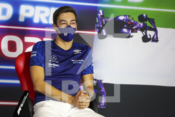 2021-12-09 - RUSSELL George (gbr), Williams Racing F1 FW43B, portrait, Thursday press conference during the Formula 1 Etihad Airways Abu Dhabi Grand Prix 2021, 22th round of the 2021 FIA Formula One World Championship from December 10 to 12, 2021 on the Yas Marina Circuit, in Yas Island, Abu Dhabi - FORMULA 1 ETIHAD AIRWAYS ABU DHABI GRAND PRIX 2021, 22TH ROUND OF THE 2021 FIA FORMULA ONE WORLD CHAMPIONSHIP - FORMULA 1 - MOTORS