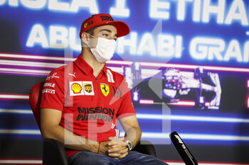 2021-12-09 - LECLERC Charles (mco), Scuderia Ferrari SF21, portrait, Thursday press conference during the Formula 1 Etihad Airways Abu Dhabi Grand Prix 2021, 22th round of the 2021 FIA Formula One World Championship from December 10 to 12, 2021 on the Yas Marina Circuit, in Yas Island, Abu Dhabi - FORMULA 1 ETIHAD AIRWAYS ABU DHABI GRAND PRIX 2021, 22TH ROUND OF THE 2021 FIA FORMULA ONE WORLD CHAMPIONSHIP - FORMULA 1 - MOTORS