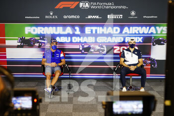 2021-12-09 - ALONSO Fernando (spa), Alpine F1 A521, GASLY Pierre (fra), Scuderia AlphaTauri Honda AT02, portrait, Thursday press conference during the Formula 1 Etihad Airways Abu Dhabi Grand Prix 2021, 22th round of the 2021 FIA Formula One World Championship from December 10 to 12, 2021 on the Yas Marina Circuit, in Yas Island, Abu Dhabi - FORMULA 1 ETIHAD AIRWAYS ABU DHABI GRAND PRIX 2021, 22TH ROUND OF THE 2021 FIA FORMULA ONE WORLD CHAMPIONSHIP - FORMULA 1 - MOTORS