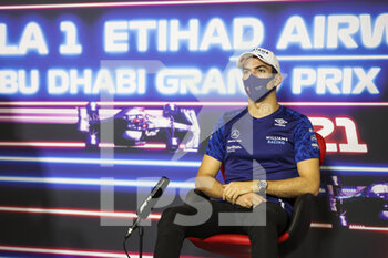 2021-12-09 - LATIFI Nicholas (can), Williams Racing F1 FW43B, portrait, Thursday press conference during the Formula 1 Etihad Airways Abu Dhabi Grand Prix 2021, 22th round of the 2021 FIA Formula One World Championship from December 10 to 12, 2021 on the Yas Marina Circuit, in Yas Island, Abu Dhabi - FORMULA 1 ETIHAD AIRWAYS ABU DHABI GRAND PRIX 2021, 22TH ROUND OF THE 2021 FIA FORMULA ONE WORLD CHAMPIONSHIP - FORMULA 1 - MOTORS