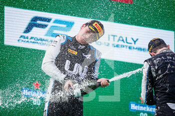 2021-09-11 - Zhou Guanyu (chn), UNI-Virtuosi Racing, Dallara F2, portrait podium during the 5th round of the 2021 FIA Formula 2 Championship from September 9 to 12, 2021 on the Autodromo Nazionale di Monza, in Monza, Italy - 5TH ROUND OF THE 2021 FIA FORMULA 2 CHAMPIONSHIP - FORMULA 2 - MOTORS