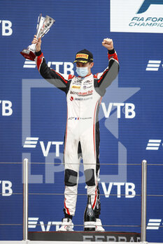 2021-09-26 - Pourchaire Théo (fra), ART Grand Prix, Dallara F2, portrait podium celebration during the 6th round of the 2021 FIA Formula 2 Championship from September 24 to 26, 2021 on the Sochi Autodrom, in Sochi, Russia - 6TH ROUND OF THE 2021 FIA FORMULA 2 CHAMPIONSHIP - FORMULA 2 - MOTORS