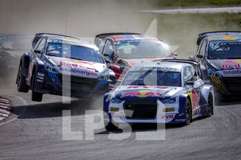 2021-08-21 - 21 HANSEN Timmy (SWE), team Hansen World RX Team, Peugeot 208, World RX, action,, 01 KRISTOFFERSSON Johan (SWE), team KYB EKS JC, Audi S1, World RX, action, during the World RX of Sweden, 2nd round of the 2021 FIA World Rallycross Championship, FIA WRX, on August 21st and 22nd on the Holjes Motorstadion, in Holjes, Sweden - Photo Paulo Maria / DPPI - WORLD RX OF SWEDEN, 2ND ROUND OF THE 2021 FIA WORLD RALLYCROSS CHAMPIONSHIP, WRX - RALLY - MOTORS