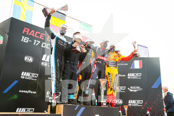 2021-10-17 - Podium of Race 1: Vervisch Frederic (bel), Comtoyou Team Audi Sport, Audi RS 3 LMS TCR (2021), Bjork Thed (swe), Cyan Performance Lynk & Co, Lync & Co 03 TCR, Tarquini Gabriele (ita), BRC Hyundai N Lukoil Squadra Corse, Hyundai Elantra N TCR, Coronel Tom (ndl), Comtoyou DHL Team Audi Sport, Audi RS 3 LMS TCR (2021), portrait during the 2021 FIA WTCR Race of France, 6th round of the 2021 FIA World Touring Car Cup, on the Circuit Pau-Arnos, from October 16 to 17, 2021 in Arnos, France - 2021 FIA WTCR RACE OF FRANCE, 6TH ROUND OF THE 2021 FIA WORLD TOURING CAR CUP - RALLY - MOTORS
