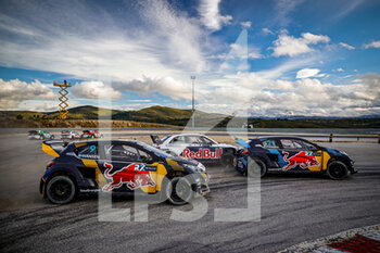 2021-10-17 - 21 HANSEN Timmy (SWE), team Hansen World RX Team, Peugeot 208, World RX, action, 09 HANSEN Kevin (SWE), team Hansen World RX Team, Peugeot 208, World RX, action, 01 KRISTOFFERSSON Johan (SWE), team KYB EKS JC, Audi S1, World RX, action during the World RX of Portugal, 7th round of the 2021 FIA World Rallycross Championship, FIA WRX, from October 16 and 17 on the Pista Automovel de Montalegre, in Montalegre, Portugal - WORLD RX OF PORTUGAL, 7TH ROUND OF THE 2021 FIA WORLD RALLYCROSS CHAMPIONSHIP, FIA WRX - RALLY - MOTORS