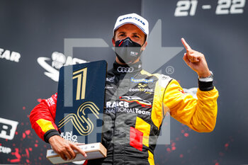 2021-08-22 - Magnus Gilles (bel), Comtoyou Team Audi Sport, Audi RS 3 LMS TCR (2021), portrait celebration winning there race during the 2021 FIA WTCR Race of Hungary, 4th round of the 2021 FIA World Touring Car Cup, Hungaroring, from August 20 to 22, 2021 in Budapest - Photo Florent Gooden / DPPI - 2021 FIA WTCR RACE OF HUNGARY, 4TH ROUND OF THE 2021 FIA WORLD TOURING CAR CUP - GRAND TOURISM - MOTORS