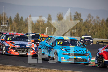 10/10/2021 - 12 Urrutia Santiago (uru), Cyan Performance Lynk & Co, Lync & Co 03 TCR, action 08 Engstler Luca (ger), Engstler Hyundai N Liqui Moly Racing Team, Hyundai Elantra N TCR, action during the Race 1 of the 2021 FIA WTCR Race of Czech Republic, 5th round of the 2021 FIA World Touring Car Cup, on the Autodrom Most, from October 8 to 10, 2021 in Most, Czech Republic - 2021 FIA WTCR RACE OF CZECH REPUBLIC, 5TH ROUND OF THE 2021 FIA WORLD TOURING CAR CUP - TURISMO E GRAN TURISMO - MOTORI