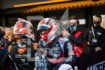 10/10/2021 - Michelisz Norbert (hun), BRC Hyundai N Lukoil Squadra Corse, Hyundai Elantra N TCR, portrait Azcona Mikel (spa), Zengo Motorsport, Cupa Leon Competicion TCR, portrait podium during the Race 2 of the 2021 FIA WTCR Race of Czech Republic, 5th round of the 2021 FIA World Touring Car Cup, on the Autodrom Most, from October 8 to 10, 2021 in Most, Czech Republic - 2021 FIA WTCR RACE OF CZECH REPUBLIC, 5TH ROUND OF THE 2021 FIA WORLD TOURING CAR CUP - TURISMO E GRAN TURISMO - MOTORI