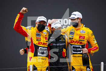 2021-11-28 - Coronel Tom (ndl), Comtoyou DHL Team Audi Sport, Audi RS 3 LMS TCR (2021), Vervisch Frédéric (bel), Comtoyou Team Audi Sport, Audi RS 3 LMS TCR (2021), Berthon Nathanaël (fra), Comtoyou DHL Team Audi Sport, Audi RS 3 LMS TCR (2021), portrait, podium during the 2021 FIA WTCR Race of Russia, 8th round of the 2021 FIA World Touring Car Cup, on the Sochi Autodrom, from November 27 to 28, 2021 in Sochi, Russia- Photo Xavi Bonilla / DPPI - 2021 FIA WTCR RACE OF RUSSIA, 8TH ROUND OF THE 2021 FIA WORLD TOURING CAR CUP - GRAND TOURISM - MOTORS