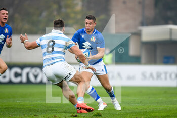 2021-11-13 - Luca Morisi (Italy) hindered by Facundo Isa (Argentina) - TEST MATCH 2021, ITALIA VS ARGENTINA - AUTUMN NATIONS SERIES - RUGBY