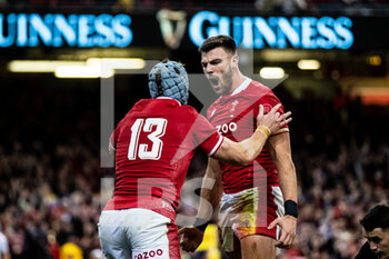 2021-10-30 - Johnny Williams of Wales celebrates scoring his sides first try during the Autumn Internationals rugby union match between Wales and New Zealand on October 30, 2021 at Principality Stadium in Cardiff, Wales - WALES VS NEW ZEALAND - AUTUMN NATIONS SERIES - RUGBY