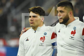 2021-11-20 - Antoine Dupont (FRA) and Cyril Baille (FRA) during the Autumn Nations Series 2021, rugby union test match between France and New Zealand on November 20, 2021 at Stade de France in Saint-Denis, France - FRANCE VS NEW ZEALAND (ALL BLACKS) - AUTUMN NATIONS SERIES - RUGBY