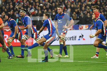 2021-11-20 - Melvyn Jaminet (FRA) kicks the ball during the Autumn Nations Series 2021, rugby union test match between France and New Zealand on November 20, 2021 at Stade de France in Saint-Denis, France - FRANCE VS NEW ZEALAND (ALL BLACKS) - AUTUMN NATIONS SERIES - RUGBY