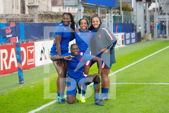 2021-11-06 - Madoussou Fall, Julie Annery, Safi N'Diaye, Coumba Diallo of France after the Women's Autumn Internationals rugby union match between France and South Africa on November 6, 2021 at La Rabine stadium in Vannes, France - WOMEN'S TEST MATCH FRANCE VS SOUTH AFRICA - TEST MATCH - RUGBY