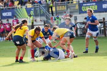 2021-09-25 - Giordana Duca (Italy) is tackled by spanish players - RUGBY WOMEN'S WORLD CUP 2022 QUALIFICATION - ITALY VS SPAIN - WORLD CUP - RUGBY