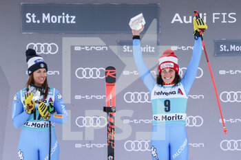2021-12-12 - 12.12.2021, St. Moritz, St. Moritz, FIS Ski World Cup Women: St. Moritz, Federica Brignone (Italy, right first place), Elena Curtoni (Italy, left second place) - 2021 FIS SKI WORLD CUP WOMEN - ALPINE SKIING - WINTER SPORTS